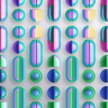 Striped 3D pop art background with mint and purple dotted texture Stock Illustration