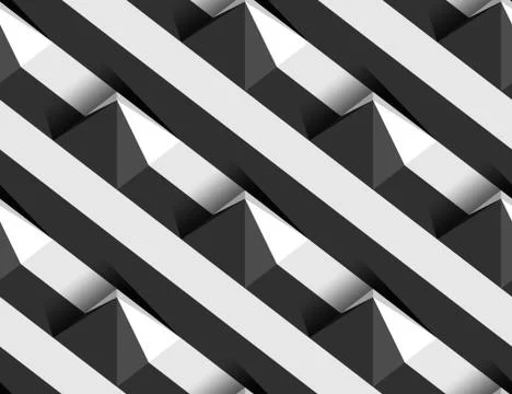 Striped 3D Pyramid Hills Vector Seamless Pattern Stock Illustration
