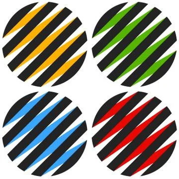 Striped 3d spheres, orbs. Sphere icons, abstract sphere logos. Stock Illustration