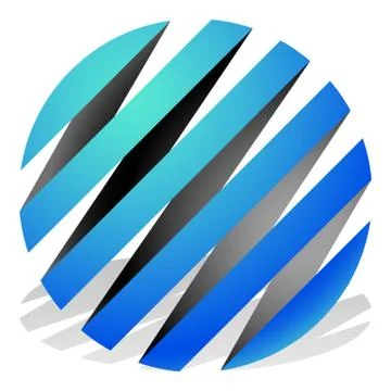 Striped 3d spheres, orbs. Sphere icons, abstract sphere logos. Stock Illustration