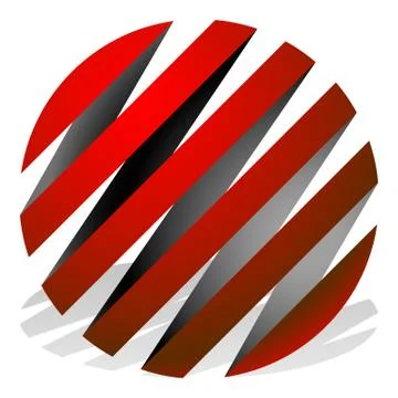 Striped 3d spheres, orbs. Sphere icons, abstract sphere logos. Stock Illustration