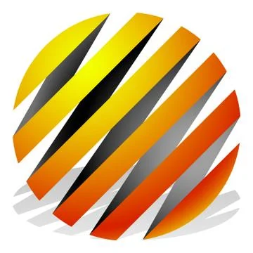 Striped 3d spheres, orbs. Sphere icons, abstract sphere logos. Stock Illustration