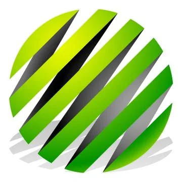 Striped 3d spheres, orbs. Sphere icons, abstract sphere logos. Stock Illustration