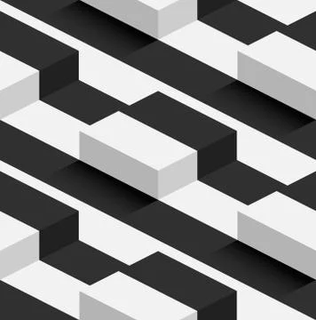 Striped 3D Square Hills Vector Seamless Pattern Illustrazione stock