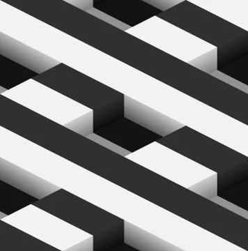 Striped 3D Square Holes Vector Seamless Pattern 스톡 일러스트