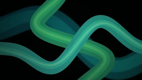 Striped 3D tubes twist and slide in a fluid looping motion Stock Footage 342216685