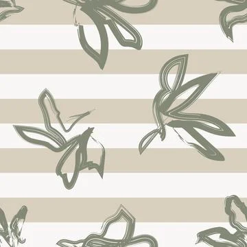 Striped Abstract Leaf seamless pattern design イラスト素材