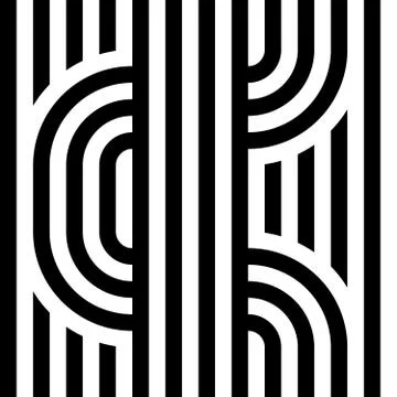 Striped abstract seamless pattern background tile. Black and white retro stripy Illustrazione stock