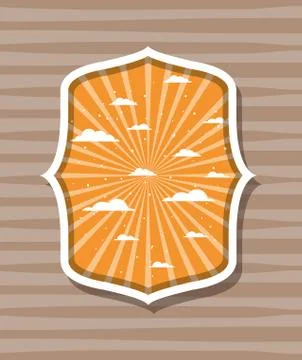 Striped and clouds design inside label vector illustration Stock Illustration