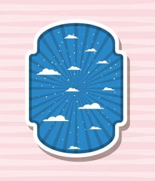 Striped and clouds design inside label vector illustration Stock Illustration