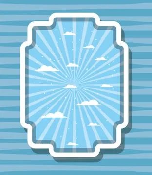 Striped and clouds design inside label vector illustration Stock Illustration