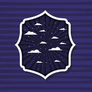 Striped and clouds design inside label vector illustration Stock Illustration