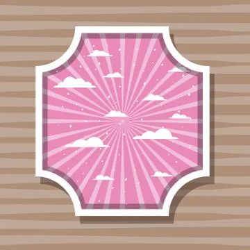 Striped and clouds design inside label vector illustration Stock Illustration
