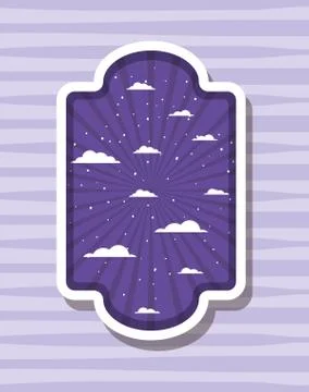 Striped and clouds design inside label vector illustration Stock Illustration