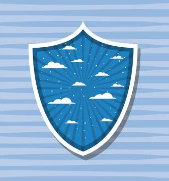 Striped and clouds design inside shield  vector illustration Stock Illustration