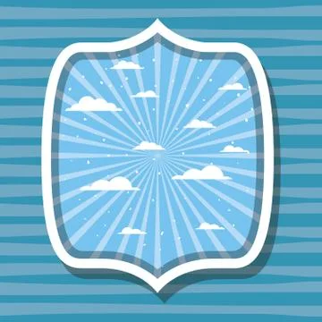 Striped and clouds design inside label vector illustration Stock Illustration