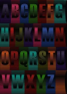 Striped artistic font Stock Illustration