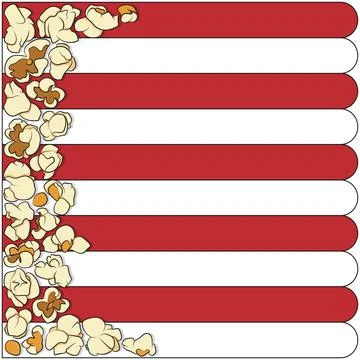 Striped background with grains of popcorn. Stock Illustration