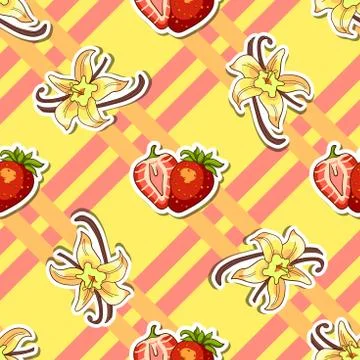 Striped Background Strawberry Vanilla Stock Illustration