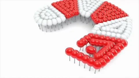 Striped Balloon Hook Sign 3D Animation for Party &amp; Holiday Concept Stock Footage 332768350