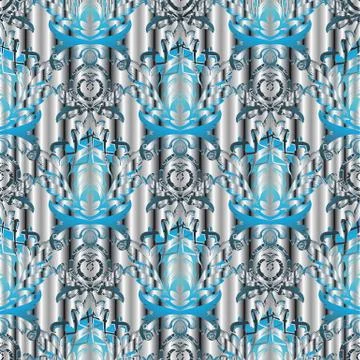 Striped baroque seamless pattern Illustrazione stock