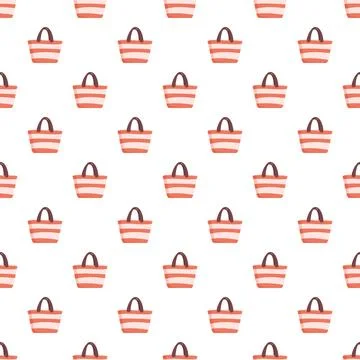 Striped beach bag seamless pattern representing summer and vacation 스톡 일러스트