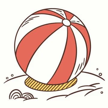 Striped Beach Ball Flat Vector Illustration Stock Illustration