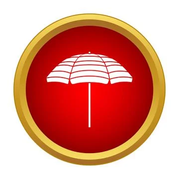 Striped beach umbrella icon representing summer vacation travel 스톡 일러스트