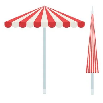 Striped beach umbrellas vector icon flat isolated Stock Illustration
