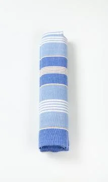 Striped blue tablecloth Stock Photos