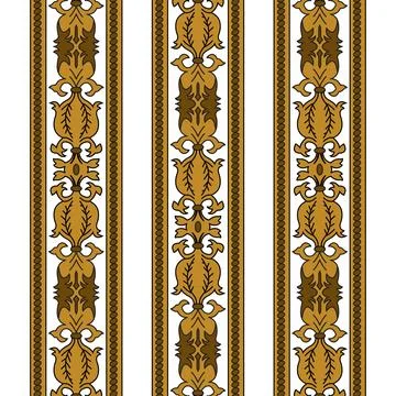 A striped border fabric with a unique design in brown shades Stock Illustration