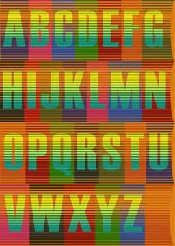 Striped  Bright Alphabet.  Vector Illustration Stock Illustration