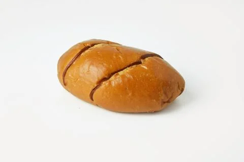 Striped brown bread on a white background Stock Photos