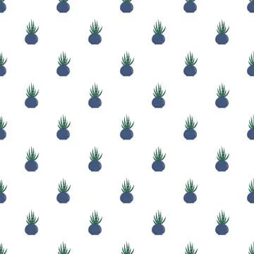 Striped cactus pot pattern seamless vector Illustrazione stock