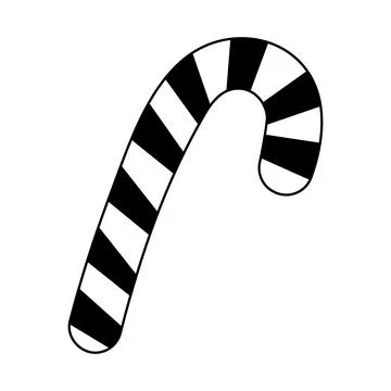 Striped candy cane Black and White doodle illustration. Christmas or New Year Stock Illustration