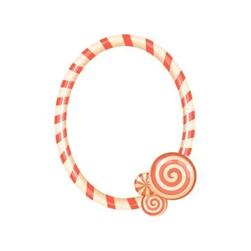 Striped candy cane Christmas frame with swirl peppermint accents イラスト素材