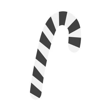 Striped Candy Cane in grayscale. Christmas or New Year greeting, Thematic cards Stock Illustration
