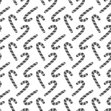 Striped Candy Cane in Grayscale Seamless Pattern Caramel Christmas or New Year Stock Illustration