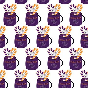 Striped Candy Cane Heart Shape with Cobweb and Spiders Halloween composition in Stock Illustration