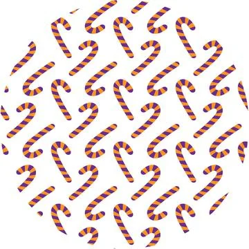 Striped Candy Cane Orange and Violette Seamless Pattern on Circle Backdrop Stock Illustration