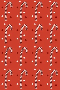 Striped Candy Cane Pattern on Red Background Stock Illustration