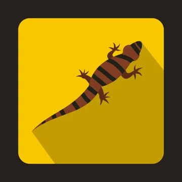 Striped chameleon icon, flat style Stock Illustration