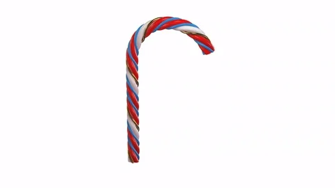 Striped Christmas Candy Cane 360   on white. 3d animation. new year 2018 4k Stock Footage 83344072