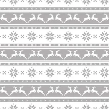 Striped christmas pattern with deers. Vector seamless background. Stock Illustration