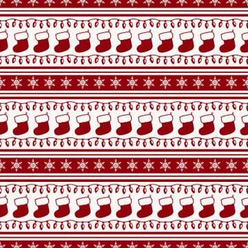 Striped christmas pattern. Vector seamless background. Stock Illustration