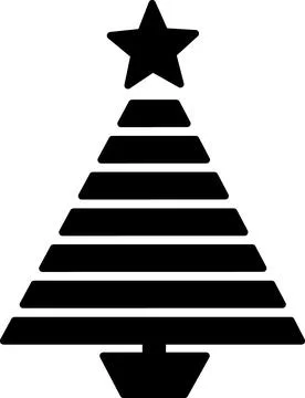 Striped Christmas tree icon with star on top Stock Illustration