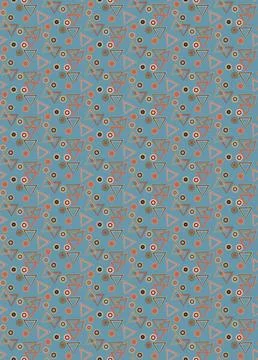 Striped circles triangles in seamless pattern. Stock Illustration