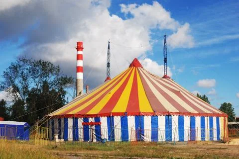 Striped circus tent Stock Photos