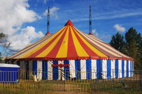 Striped circus tent Foto stock