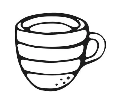 Striped Coffee Mug Hand Drawn Doodle Clipart Stock Illustration